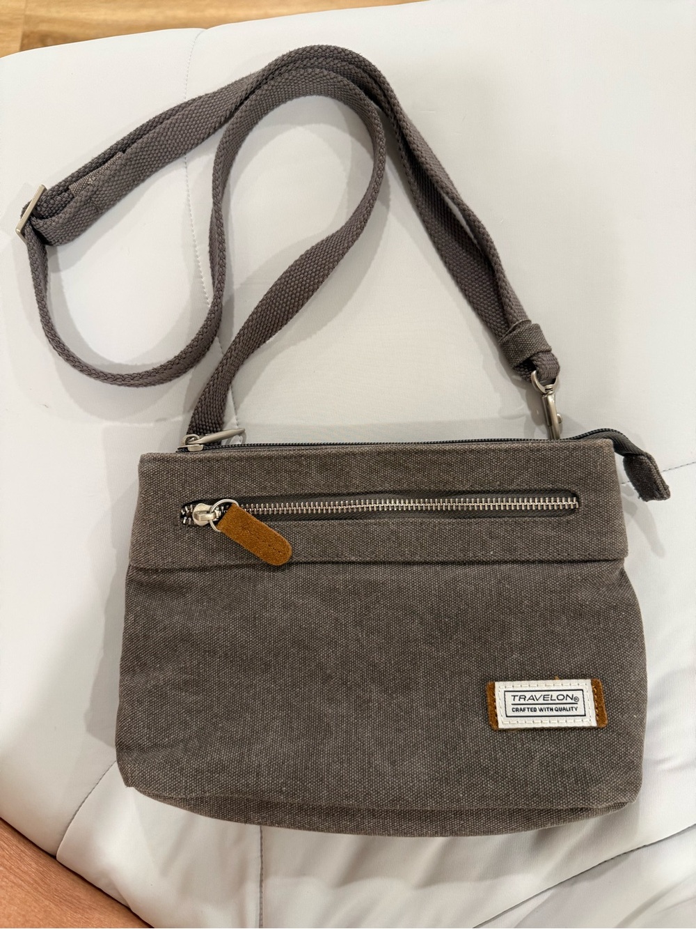 Travelon Anti-Theft Heritage Small Crossbody bag in pewter Travel Light!